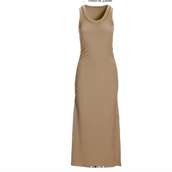 Chain Detail Scoop Neck Ribbed Midi Dress - Picture 2 of 4
